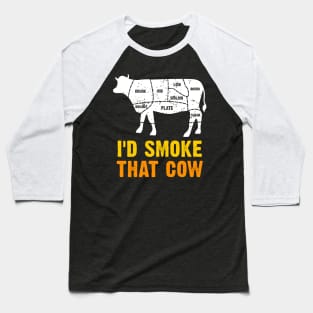 BBQ Smoke Cow Baseball T-Shirt